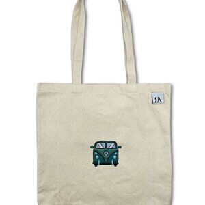 Embroidered Hippie Van Tote Bag - Beige